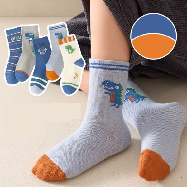 5 Pairs Children's socks Spring cartoon striped alphabet baby socks Cotton boneless cute boy socks for girls